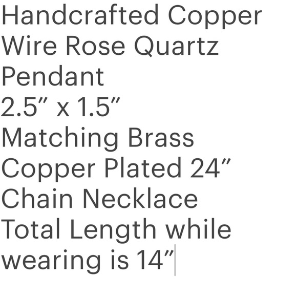 New! Hand Crafted Coper Wire Rose Quartz Pendant and Matching Chain Neck… - Picture 7 of 9